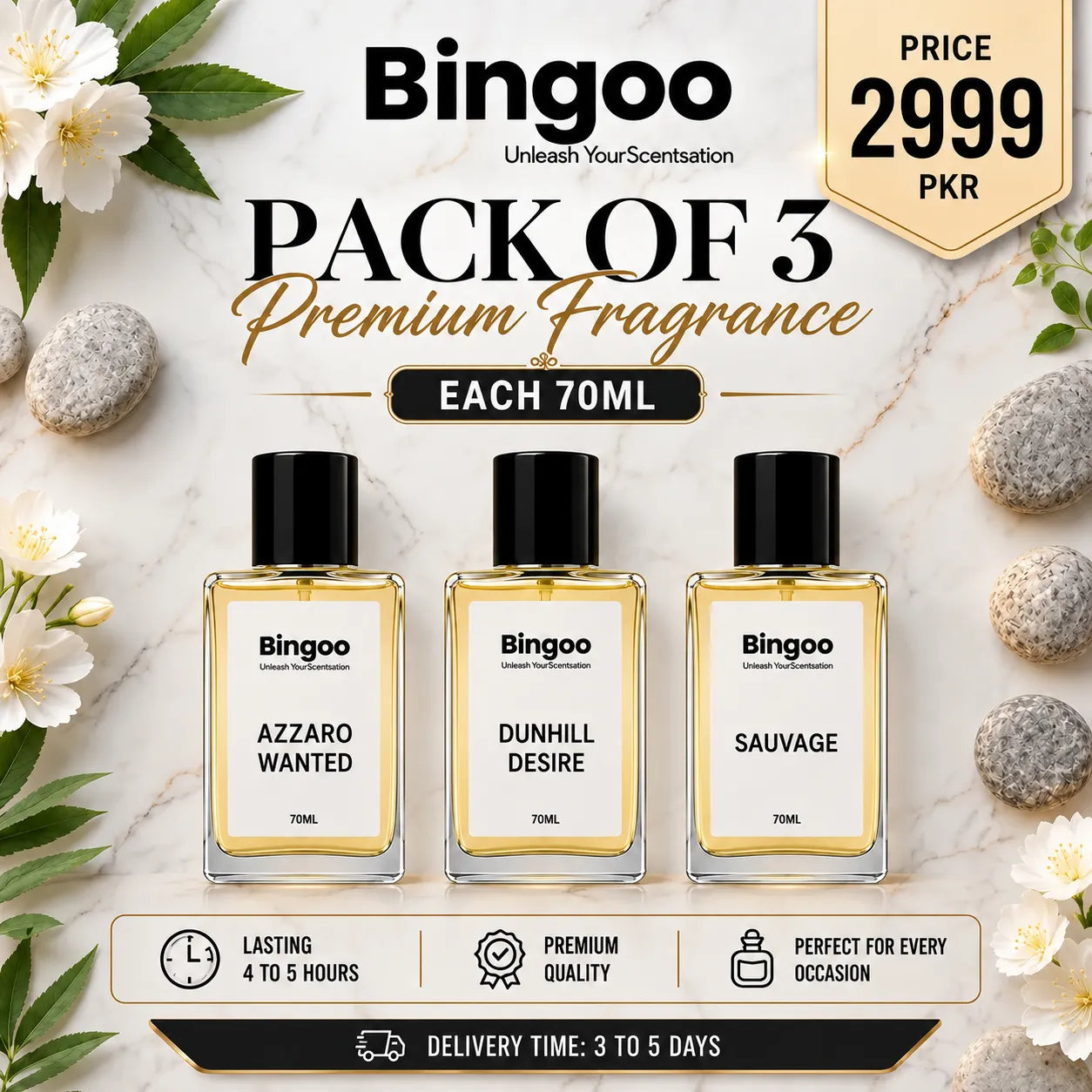Summer Pack of 3 Combo 70ML - AZZARO WANTED - DUNHILL - CREED AVENTUS