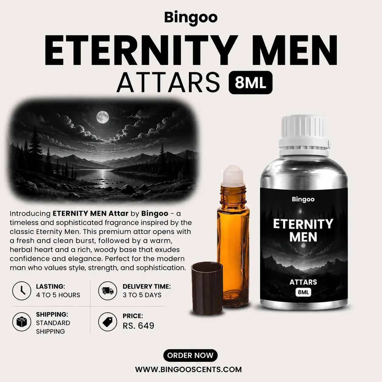 ETERNITY PERFUME OIL - ATTARS 8ML