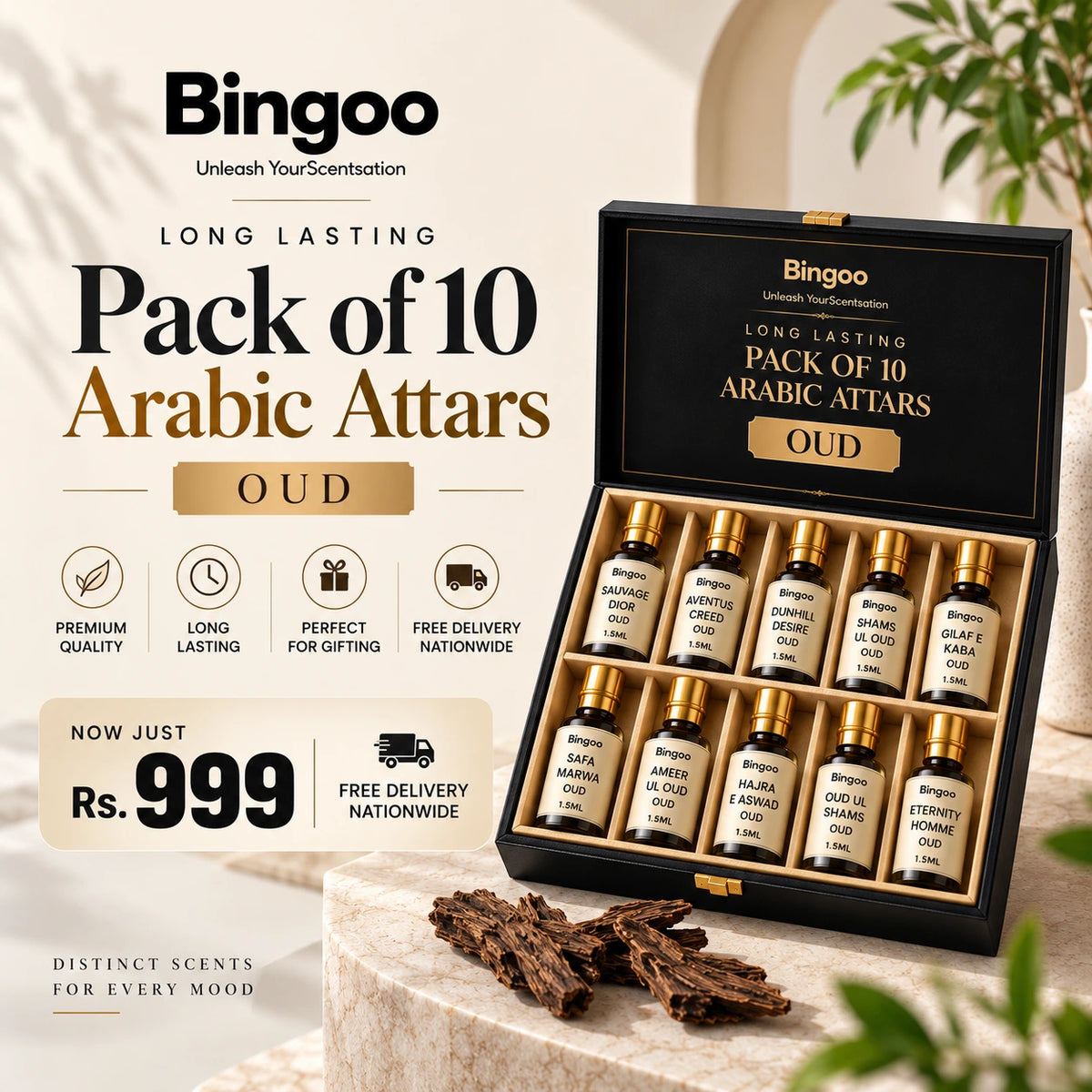 Bingoo PACK of 10 Attars - Free Delivery Nationwide)