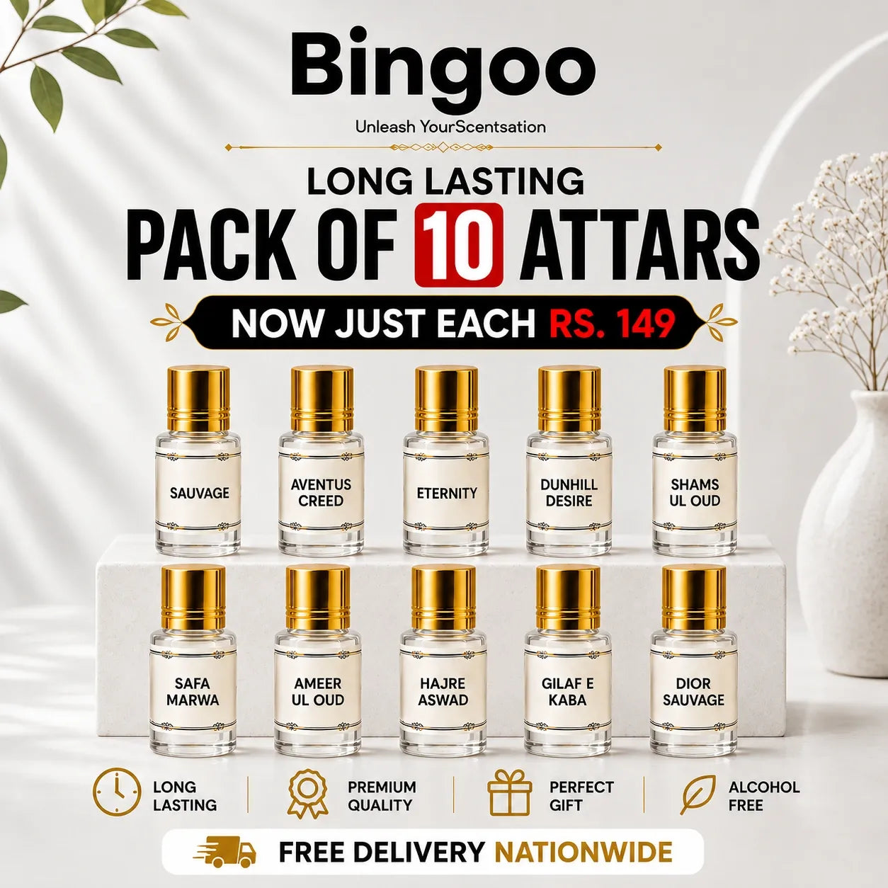 Bingoo 10 Branded Premium Attars - (Free Delivery Nationwide)