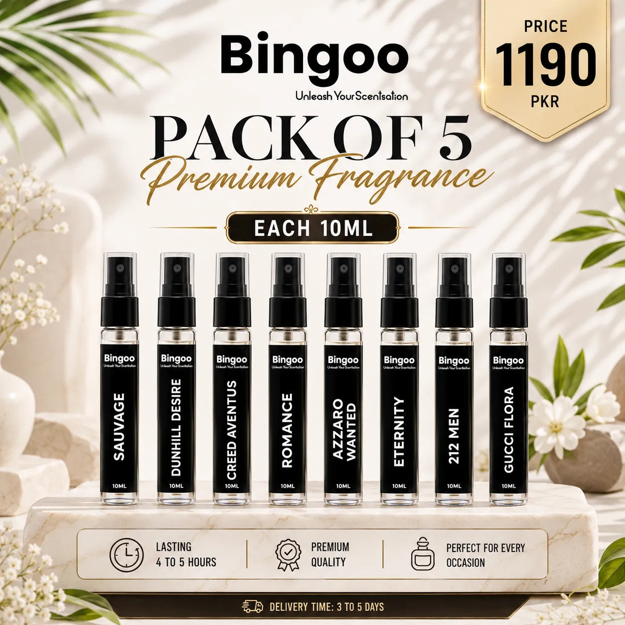 Pack of 5 Summer Combo Bundle Premium Perfume - Each 10ML