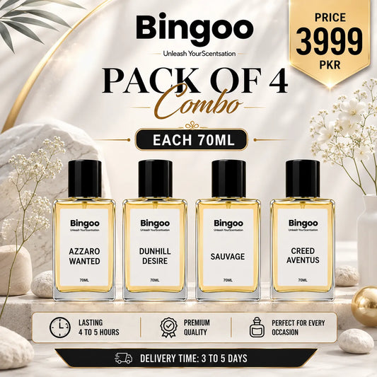 Pack of 4 Combo 70ML - AZZARO WANTED - DUNHILL - CREED - SAUVAGE