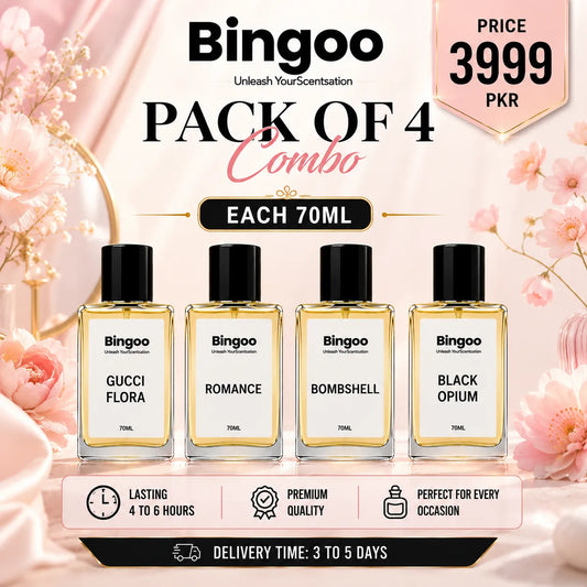Pack of 4 Combo 70ML - GUCCI FLORA - BOMBSHELL - BLACK OPIUM - ROMANCE