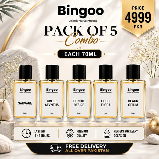 Pack of 5 Combo 70ML - SAUVAGE - DESIRE - AVENTUS - FLORA - OPIUM